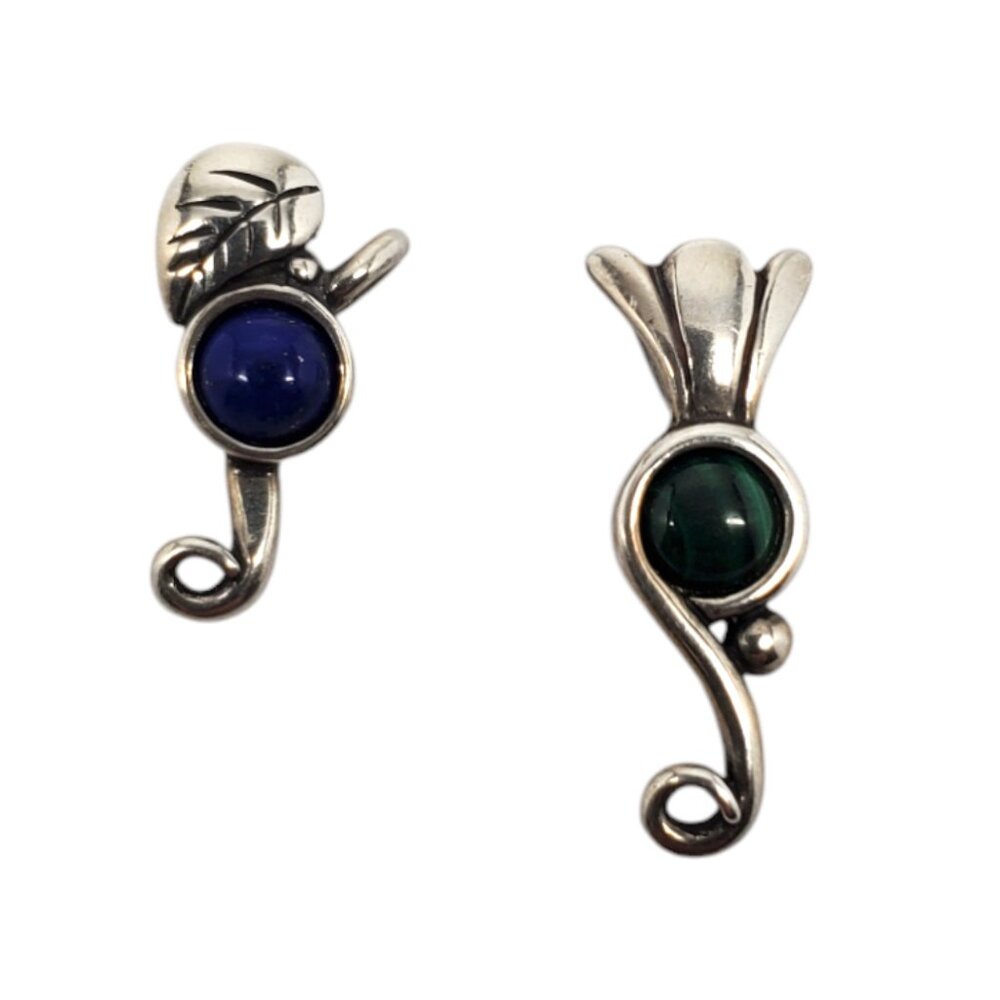 Set Of 2 Carolyn Pollack Sterling Silver Lapis Lazuli/Malachite Pendants #19695 - Picture 2 of 9